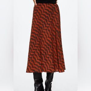 Mango Bombay Midi Bias Skirt, Rust, L